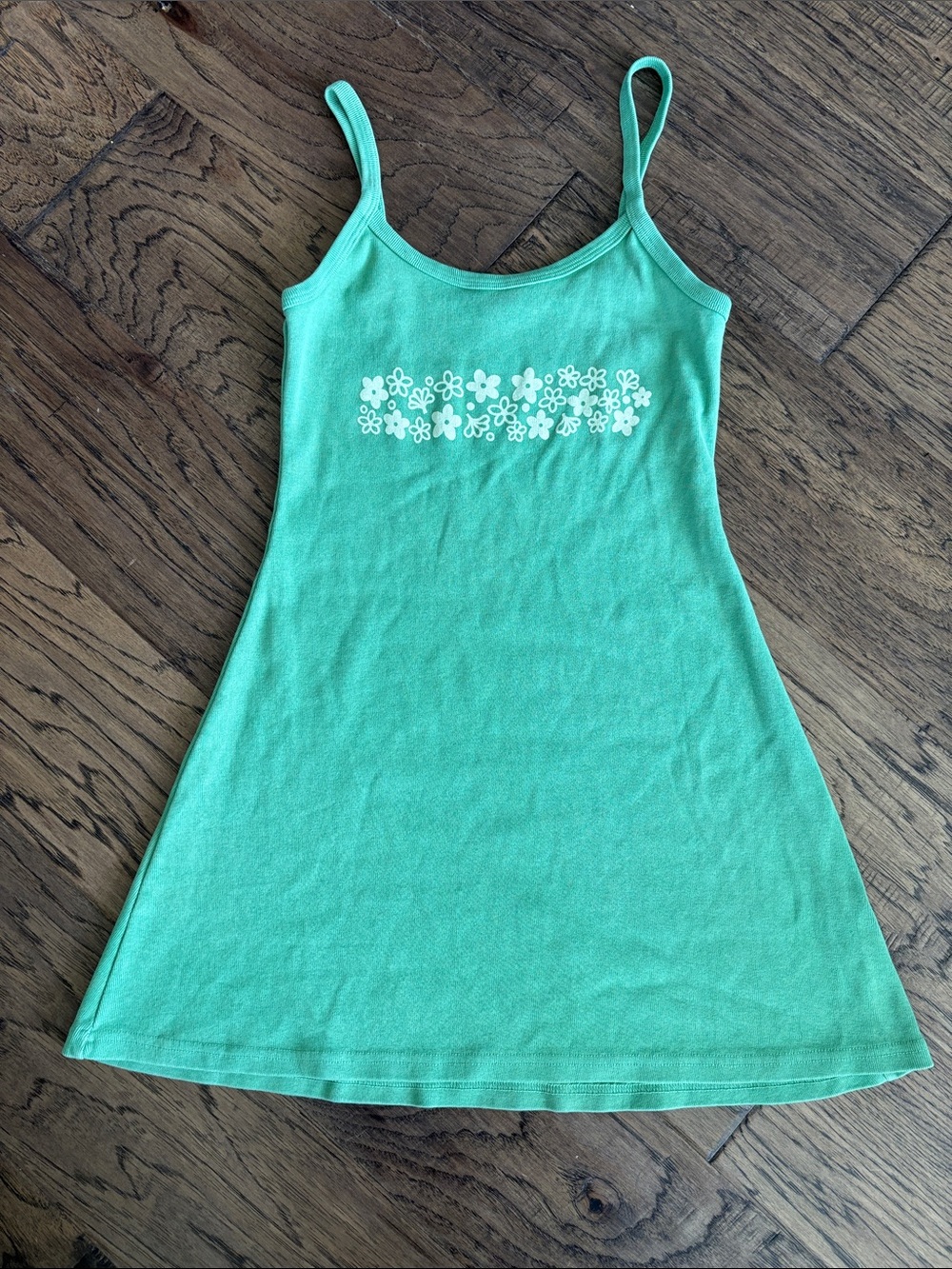 Y2K Mint Green Floral Tank Dress
